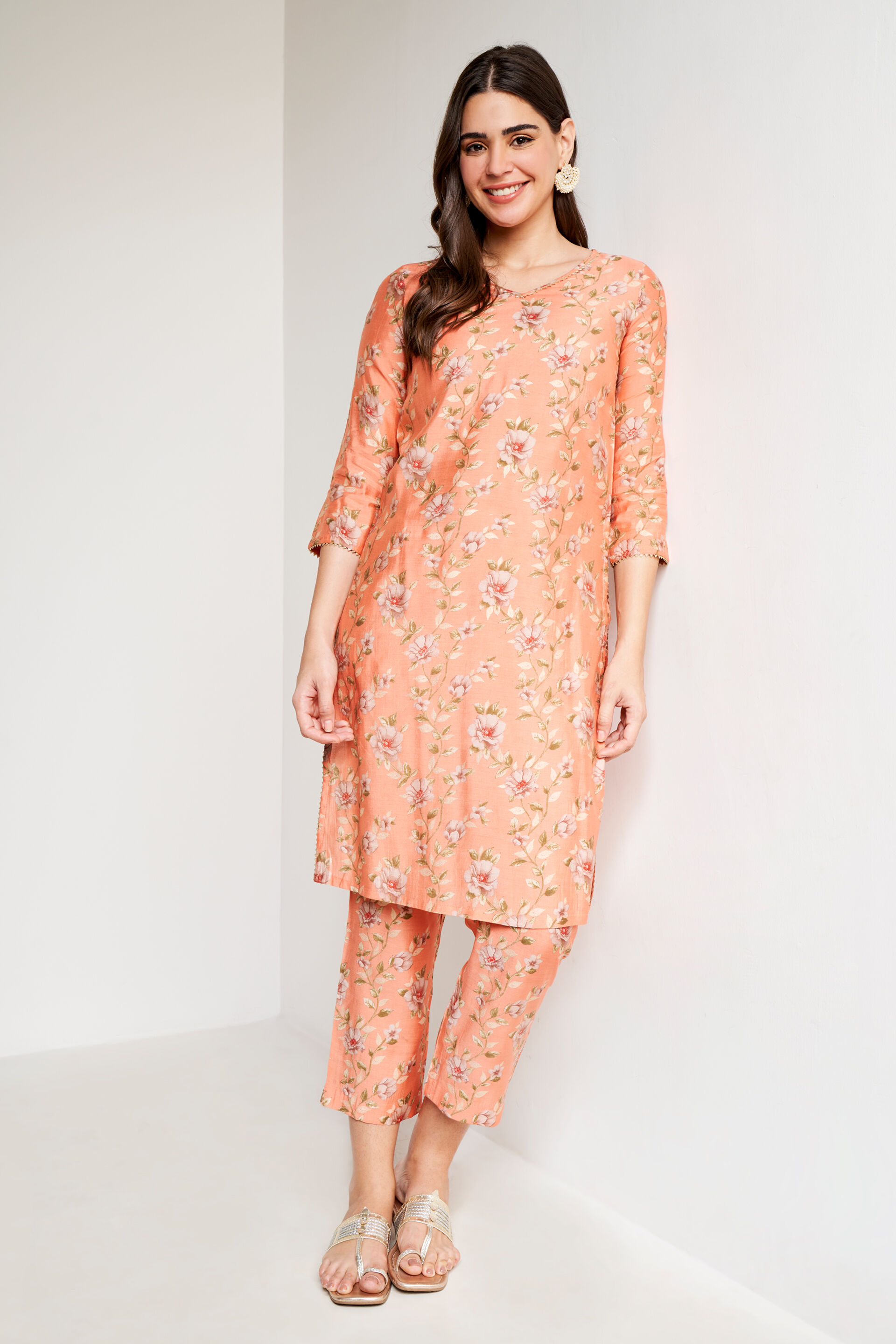 Coral Floral Straight Set of 2, Coral, image 2